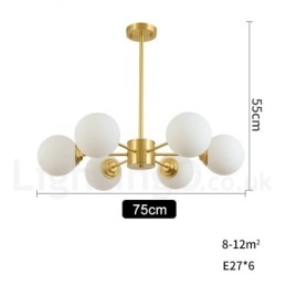 Lustre à 6 lampes en laiton pur, style haricot d'Europe du Nord, suspension moderne en métal moléculaire