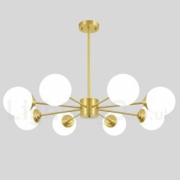 Lustre à 8 lampes en laiton pur, style haricot d'Europe du Nord, suspension moderne en métal moléculaire