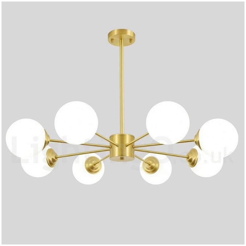 Lustre à 8 lampes en laiton pur, style haricot d'Europe du Nord, suspension moderne en métal moléculaire