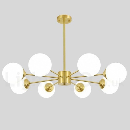 Lustre à 8 lampes en laiton pur, style haricot d'Europe du Nord, suspension moderne en métal moléculaire Lustre à 8 lampes en laiton pur, style haricot d'Europe du Nord, suspension moderne en métal moléculaire