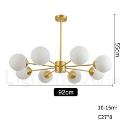 Lustre à 8 lampes en laiton pur, style haricot d'Europe du Nord, suspension moderne en métal moléculaire