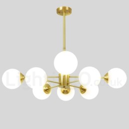 Lustre à 8 lumières (4 + 4 lumières) à deux niveaux en laiton pur d'Europe du Nord, suspension moderne en métal moléculaire