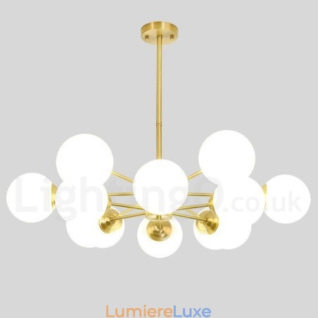 Lustre à 12 lampes (6 + 6 lampes) à deux niveaux en laiton pur, style haricot d'Europe du Nord, suspension moderne en métal moléculaire Lustre à 12 lampes (6 + 6 lampes) à deux niveaux en laiton pur, style haricot d'Europe du Nord, suspension moderne en métal moléculaire