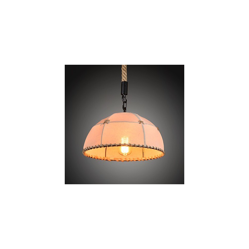 Lustre de campagne rétro fait à la main en corde de chanvre dans le style de campagne industrielle