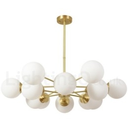 Lustre à 12 lampes (6 + 6 lampes) à deux niveaux en laiton pur, style haricot d'Europe du Nord, suspension moderne en métal moléculaire