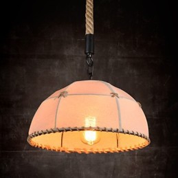 Lustre de campagne rétro fait à la main en corde de chanvre dans le style de campagne industrielle