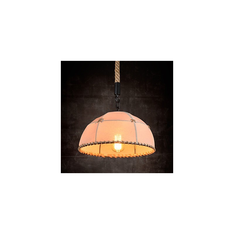Lustre de campagne rétro fait à la main en corde de chanvre dans le style de campagne industrielle