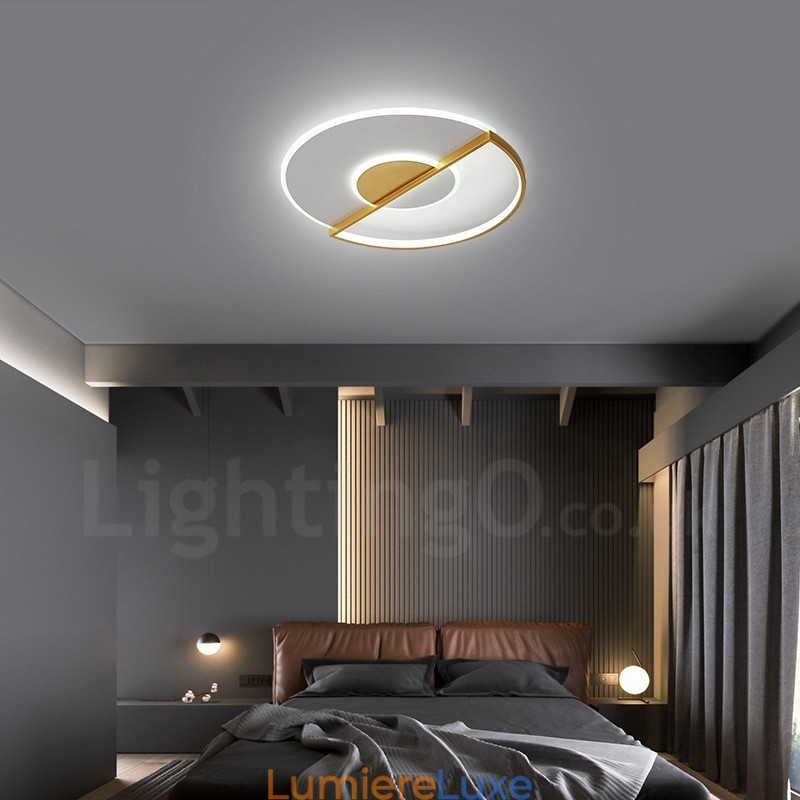 Plafonniers encastrés ultra-minces de style nordique contemporain moderne doré avec télécommande, peuvent également être utilisés comme applique murale