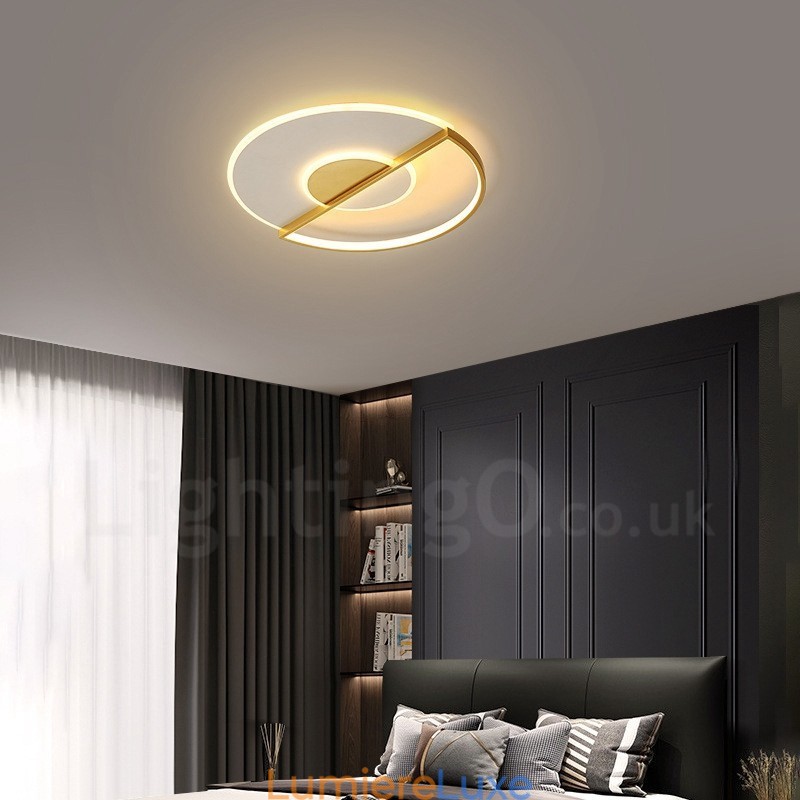 Plafonniers encastrés ultra-minces de style nordique contemporain moderne doré avec télécommande, peuvent également être utilisés comme applique murale