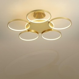 Lustre circulaire doré moderne et contemporain de style nordique avec télécommande, peut également être utilisé comme applique murale.