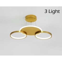Lustre circulaire doré moderne et contemporain de style nordique avec télécommande, peut également être utilisé comme applique murale.