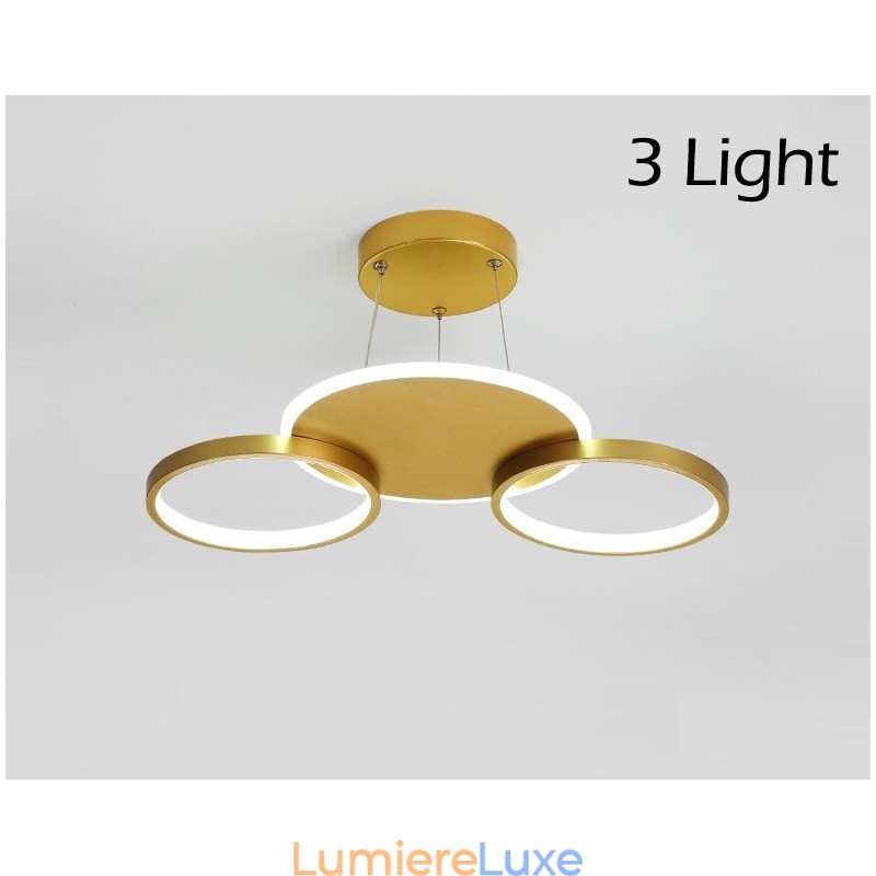 Lustre circulaire doré moderne et contemporain de style nordique avec télécommande, peut également être utilisé comme applique murale.