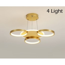Lustre circulaire doré moderne et contemporain de style nordique avec télécommande, peut également être utilisé comme applique murale.