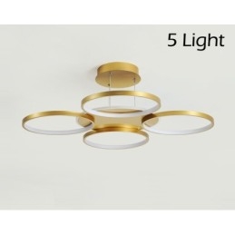 Lustre circulaire doré moderne et contemporain de style nordique avec télécommande, peut également être utilisé comme applique murale.