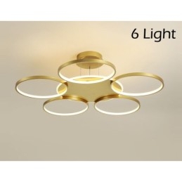Lustre circulaire doré moderne et contemporain de style nordique avec télécommande, peut également être utilisé comme applique murale.
