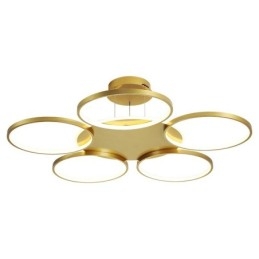 Lustre circulaire doré moderne et contemporain de style nordique avec télécommande, peut également être utilisé comme applique murale.