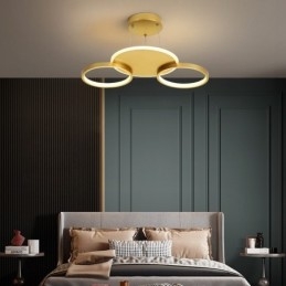 Lustre circulaire doré moderne et contemporain de style nordique avec télécommande, peut également être utilisé comme applique murale.
