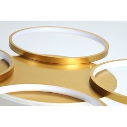 Lustre circulaire doré moderne et contemporain de style nordique avec télécommande, peut également être utilisé comme applique murale.