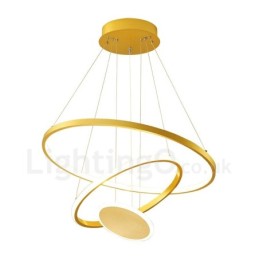 Suspension dorée moderne à trois anneaux avec télécommande
