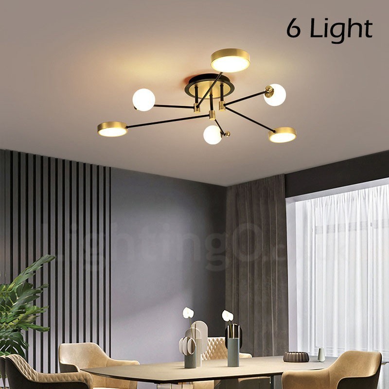 Lustre moderne en métal doré et noir