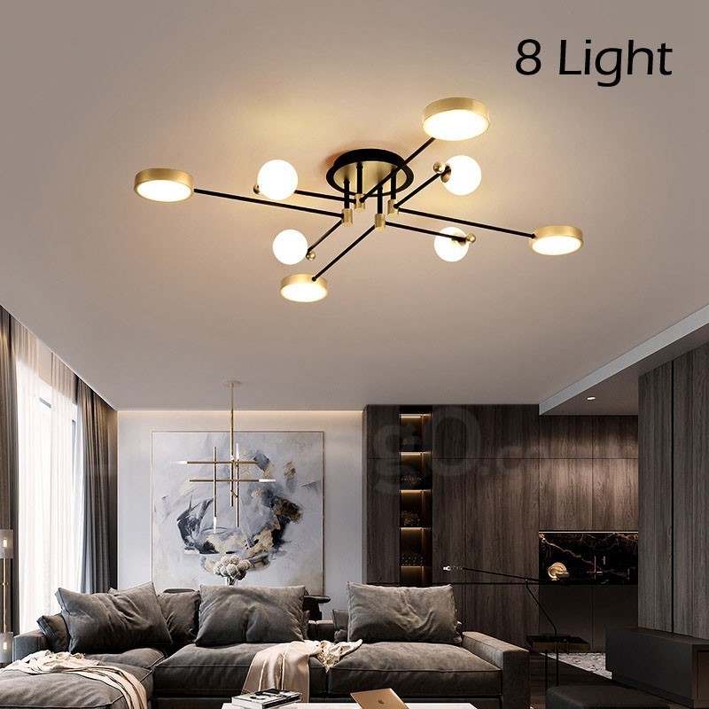 Lustre moderne en métal doré et noir