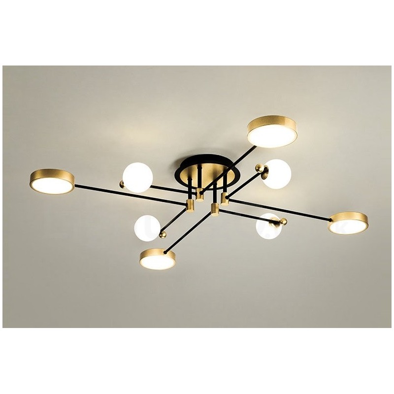 Lustre moderne en métal doré et noir