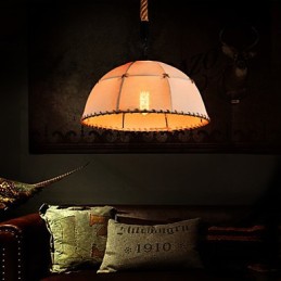 Lustre de campagne rétro fait à la main en corde de chanvre dans le style de campagne industrielle