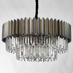 Lustre suspendu rond en cristal K9 noir et or de luxe postmoderne, salle d'exposition