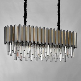 Lustre suspendu rond en cristal K9 noir et or de luxe postmoderne