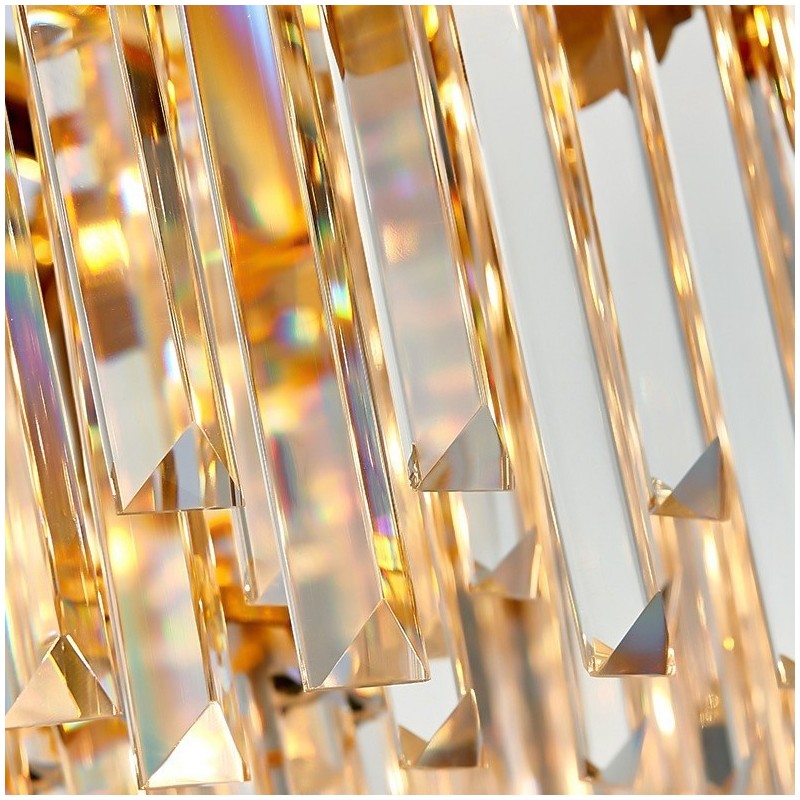 Lustre suspendu rond en cristal K9 noir et or de luxe postmoderne