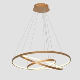 Suspension à intensité variable avec télécommande, design moderne doré à trois anneaux