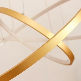 Suspension à intensité variable avec télécommande, design moderne doré à trois anneaux