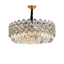Lustre suspendu rond en cristal K9 argenté postmoderne de luxe