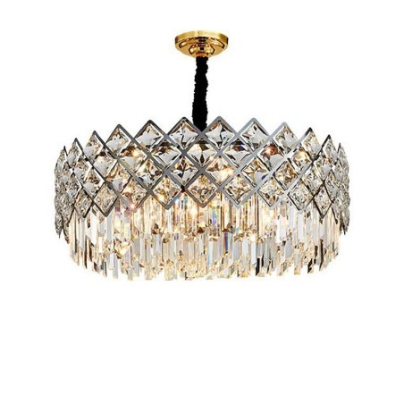 Lustre suspendu rond en cristal K9 argenté postmoderne de luxe Lustre suspendu rond en cristal K9 argenté postmoderne de luxe
