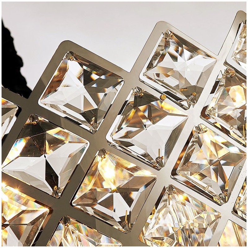 Lustre suspendu rond en cristal K9 argenté postmoderne de luxe