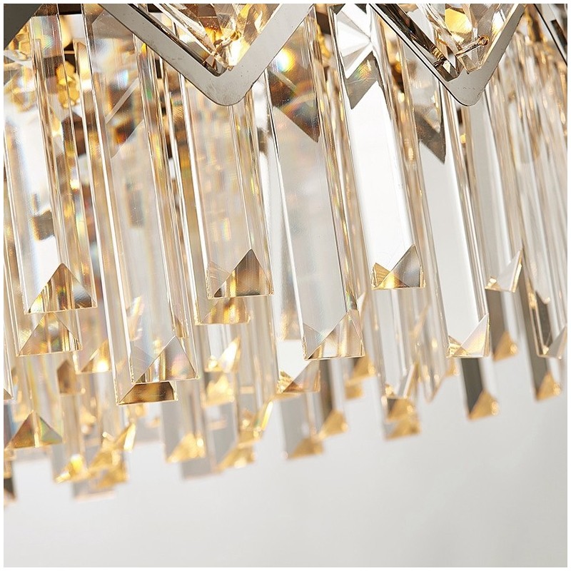 Lustre suspendu rond en cristal K9 argenté postmoderne de luxe
