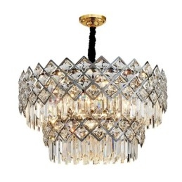 Lustre suspendu rond en cristal K9 noir et or de luxe à deux niveaux, style postmoderne