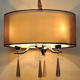 Lustre simple en fer forgé et cristal à 6 lumières