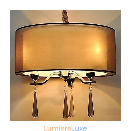 Lustre simple en fer forgé et cristal à 6 lumières Lustre simple en fer forgé et cristal à 6 lumières