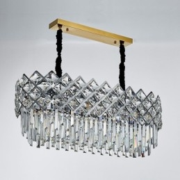 Lustre suspendu rond en cristal K9 argenté postmoderne de luxe