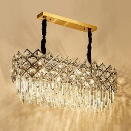Lustre suspendu rond en cristal K9 argenté postmoderne de luxe
