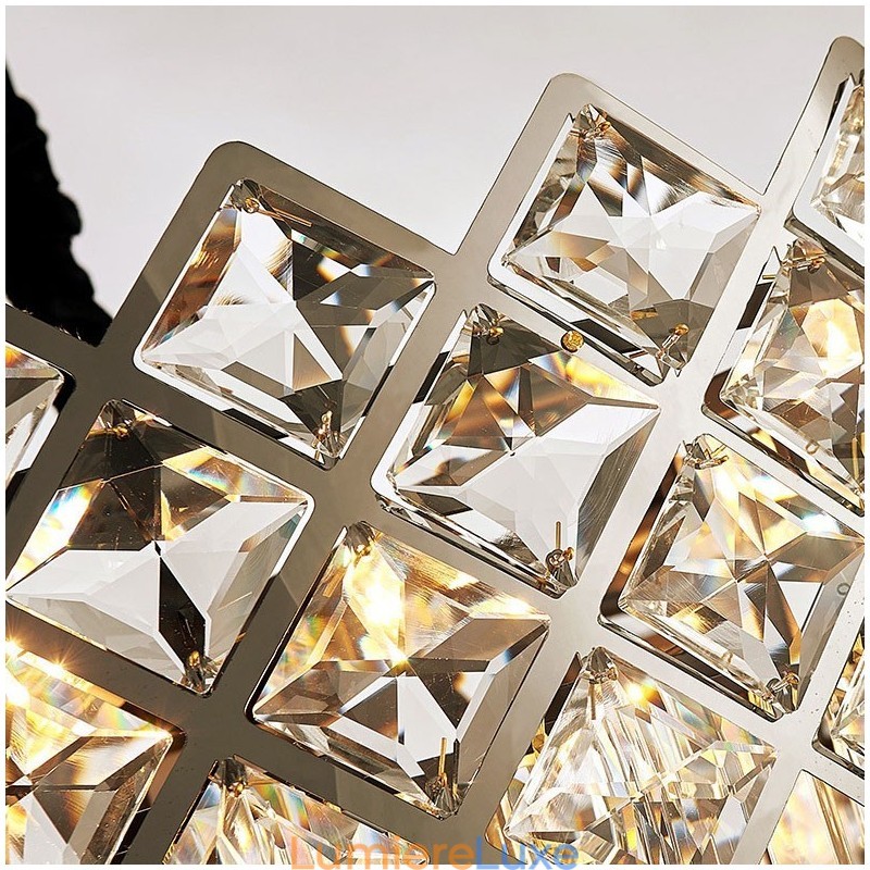 Lustre suspendu rond en cristal K9 argenté postmoderne de luxe