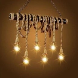 Lustre en corde de chanvre de style nordique classique traditionnel vintage