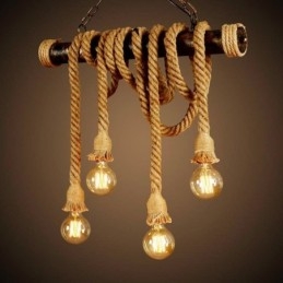 Lustre en corde de chanvre de style nordique classique traditionnel vintage