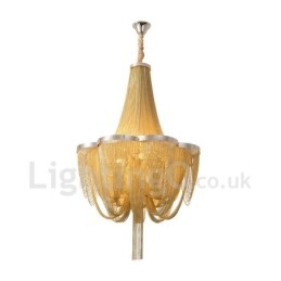 Lustre à pampilles design, suspension couleur argent et or