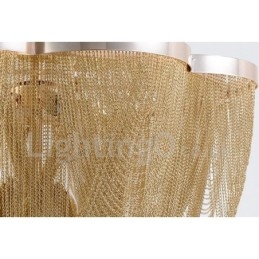 Lustre à pampilles design, suspension couleur argent et or