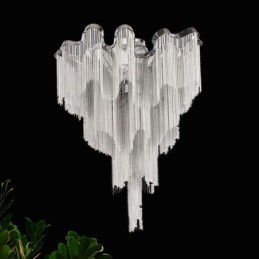 Lustre à pampilles design, plafonnier couleur argent et or