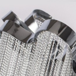 Lustre à pampilles design, plafonnier couleur argent et or