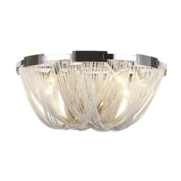 Lustre à pampilles design, plafonnier couleur argent et or