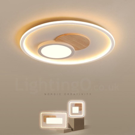 Plafonniers ronds en bois à intensité variable, style nordique contemporain moderne, avec télécommande, pouvant également être utilisés comme applique murale Plafonniers ronds en bois à intensité variable, style nordique contemporain moderne, avec télécommande, pouvant également être utilisés comme applique murale